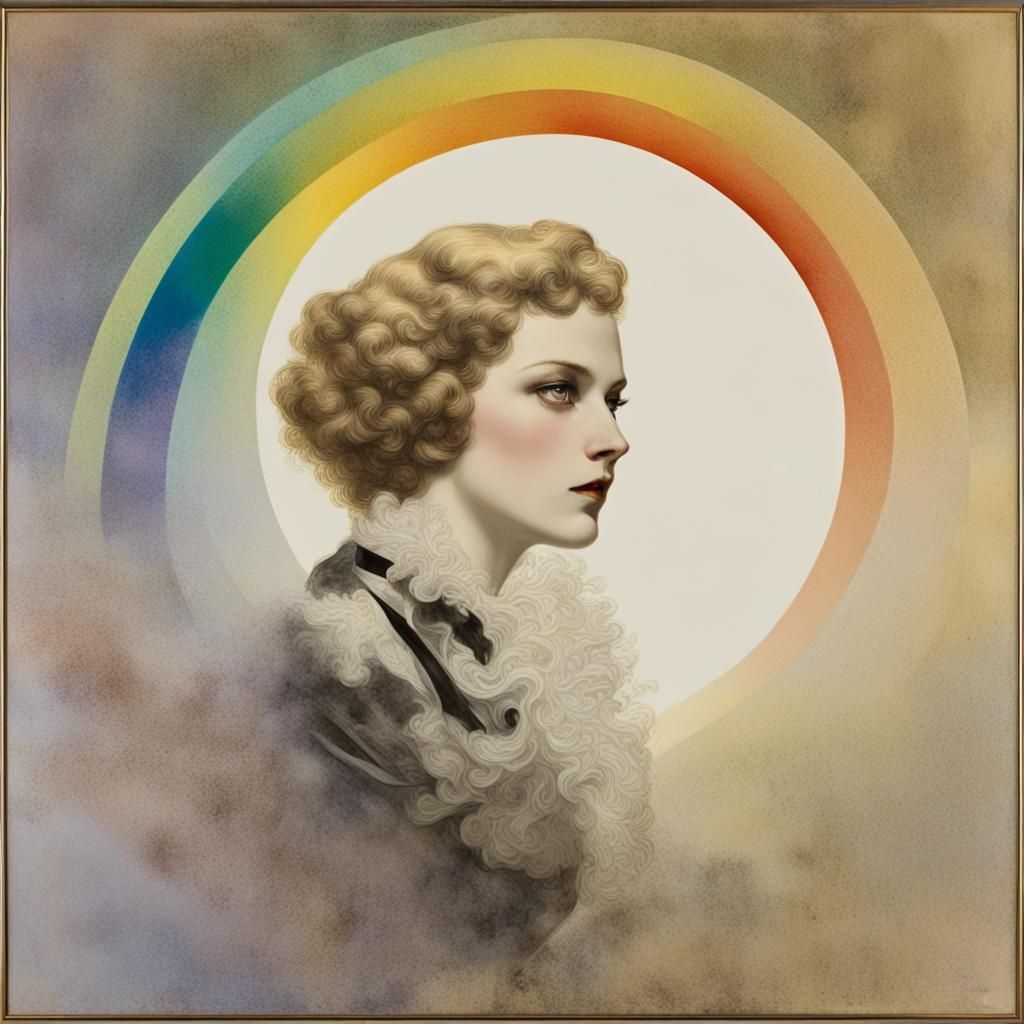 Distinguished Portrait with Rainbow Eclipse in Chemigram Sty...