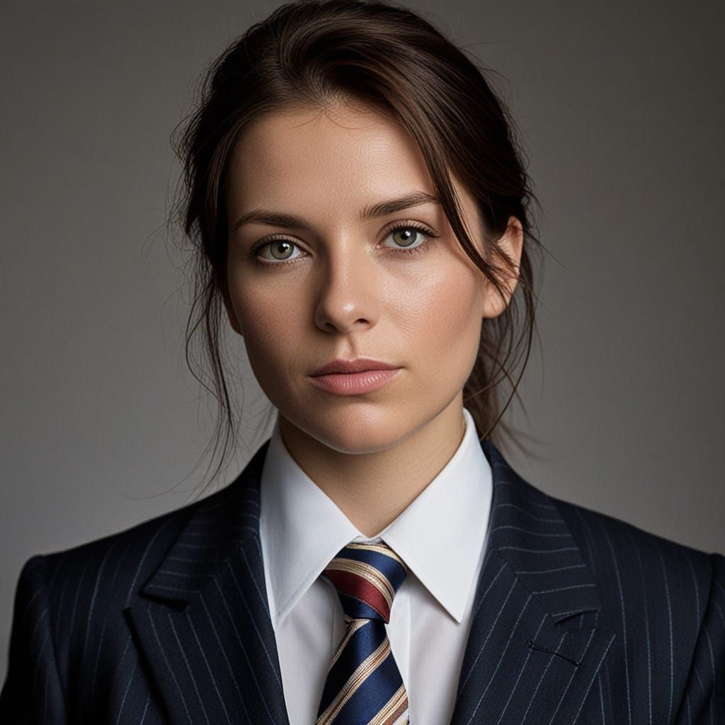 Elegant Businesswoman in Striped Tie