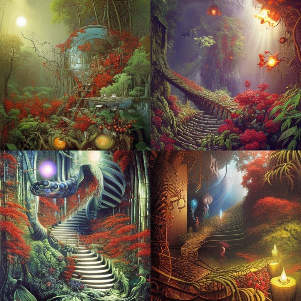 Intergalactic Jungle Scene in Surreal Style