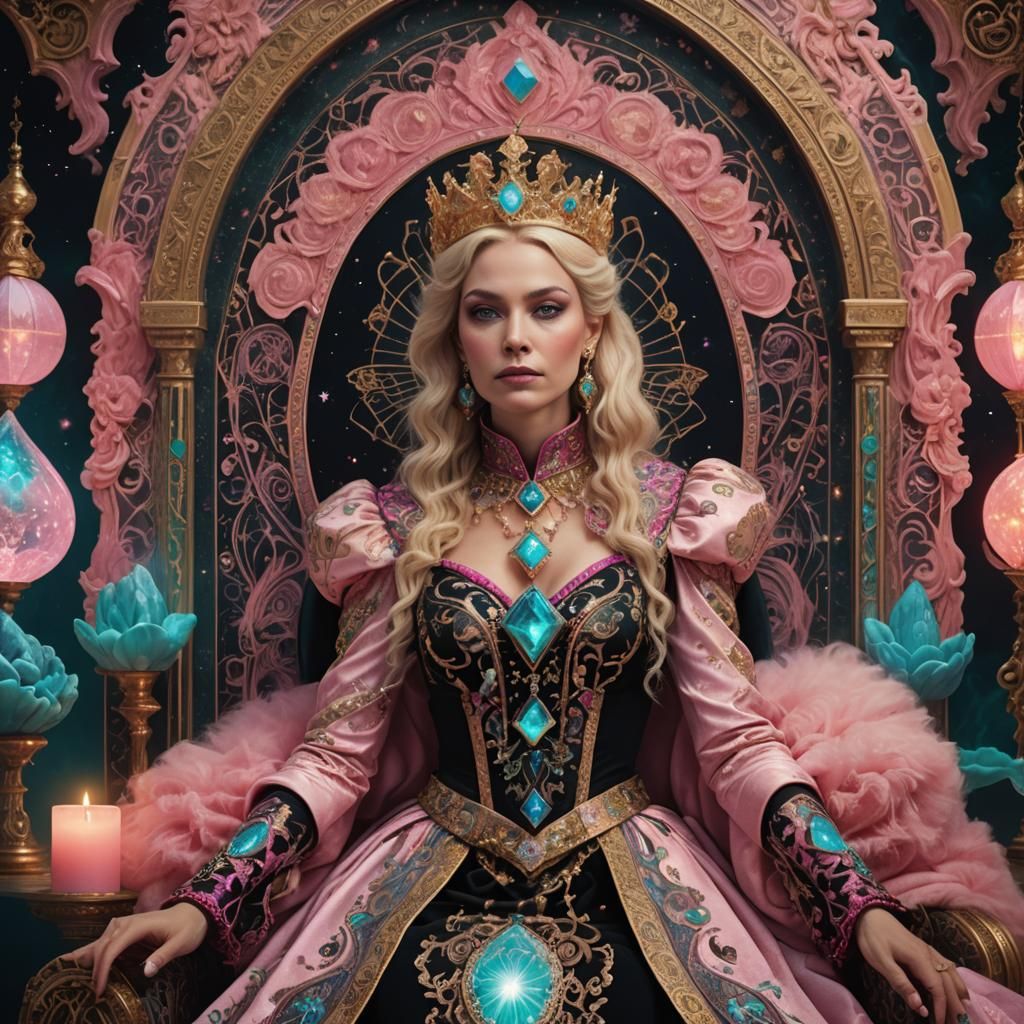 Opulent Tarot Reader in Pink and Gold