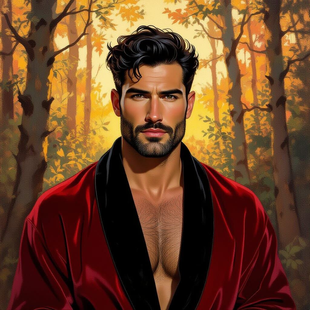 Impressionist Portrait of Man in Velvet Robe