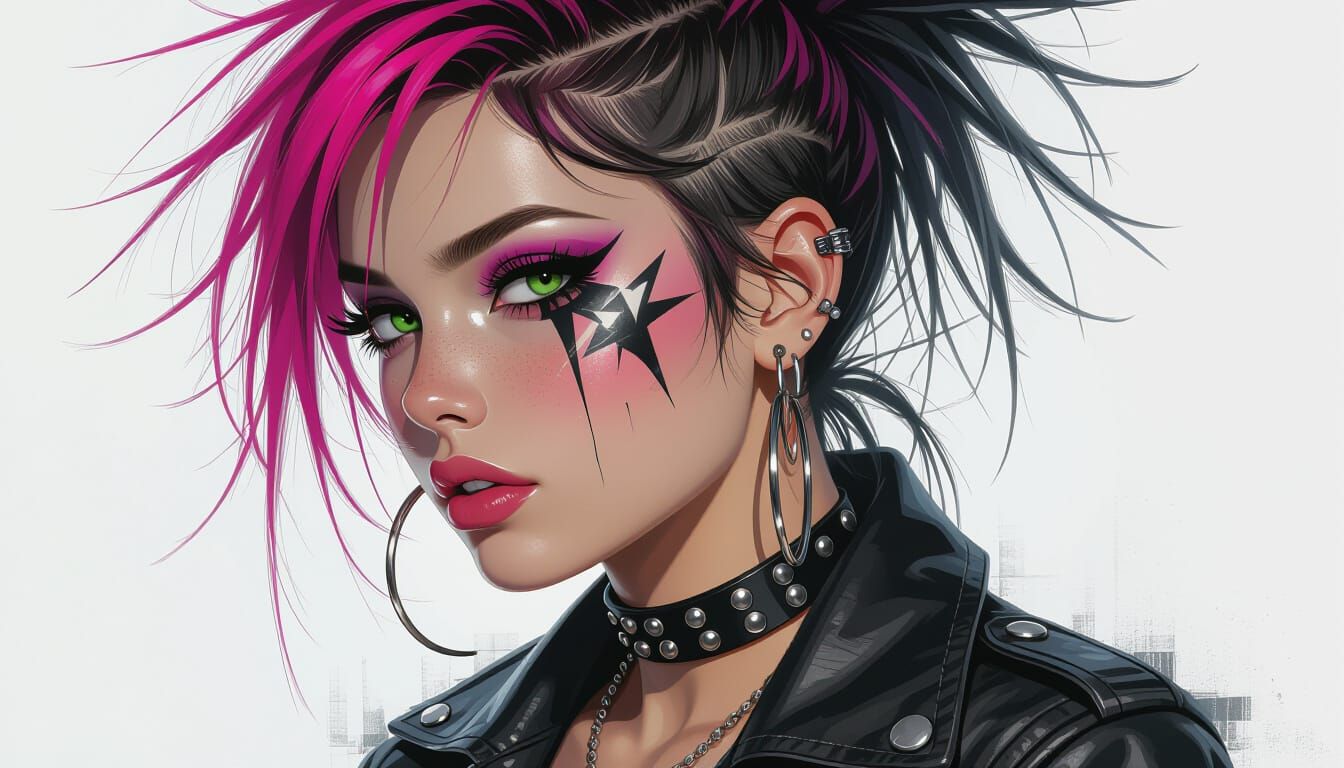 Detailed Grunge Style Punk Girl Profile Photo