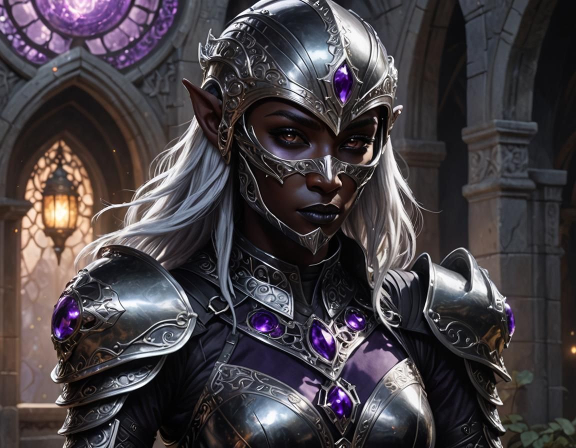 Mystical Drow Casting Magic in High Fantasy Art
