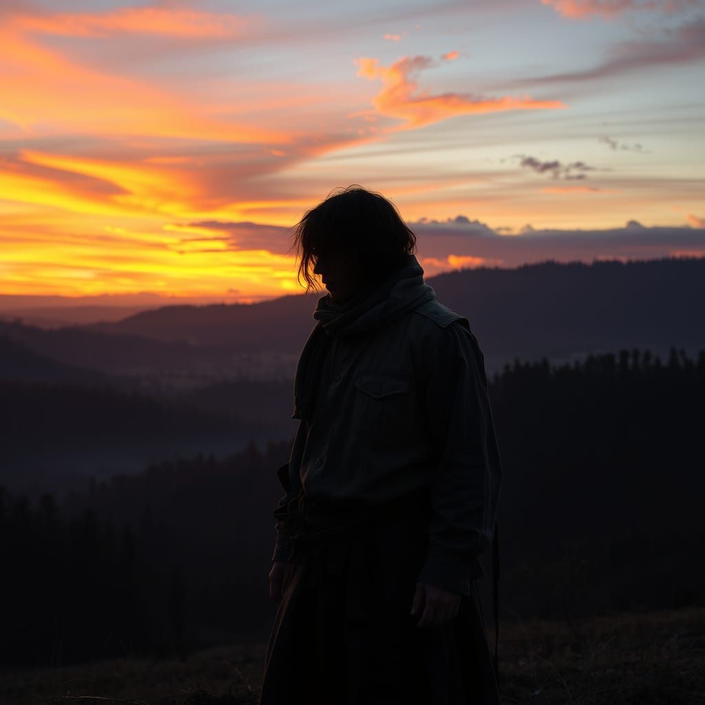 Mystic Silhouette in Romanian Countryside Dusk