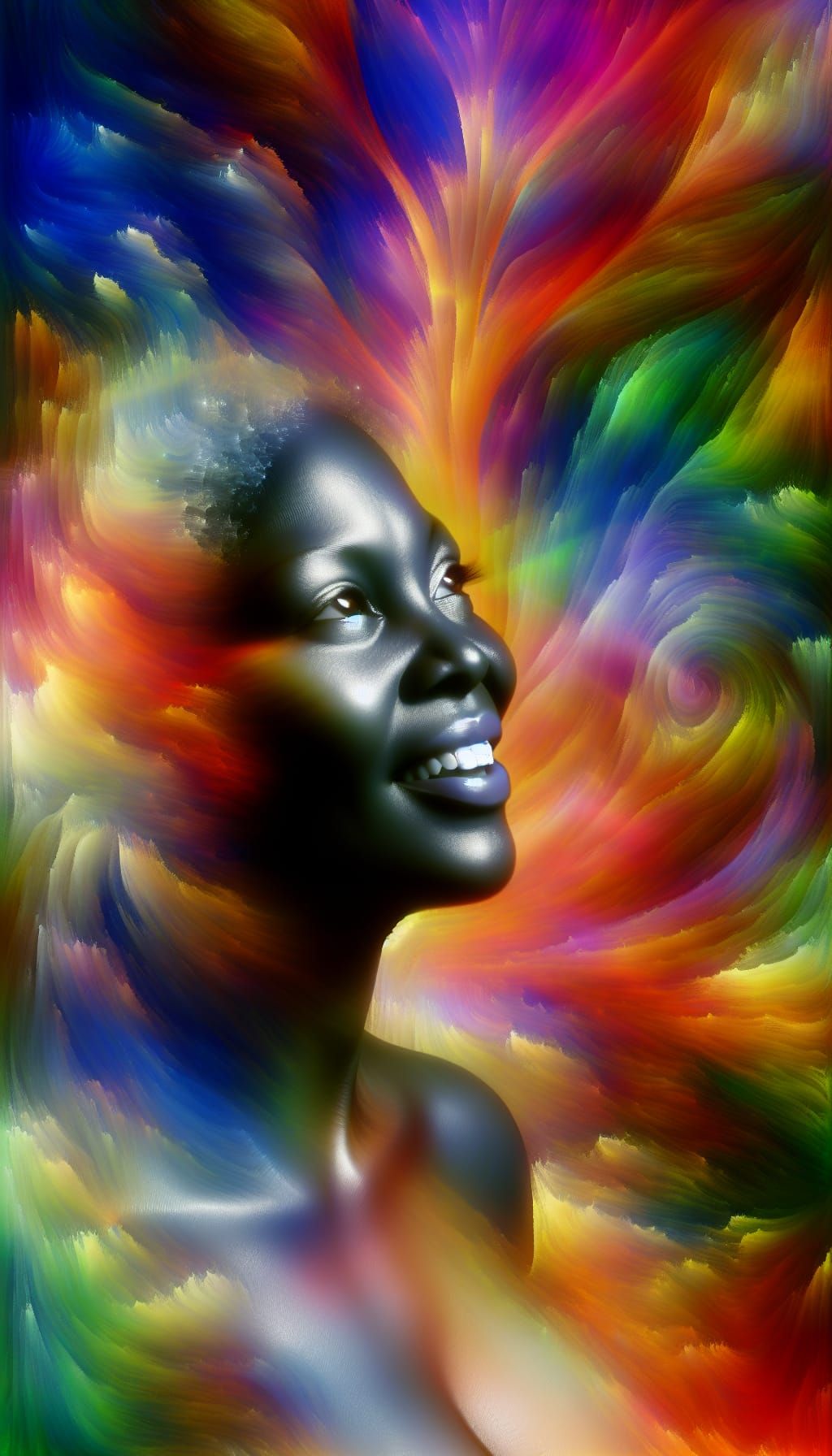 Radiant Portrait of Joy in Matte Painting Style