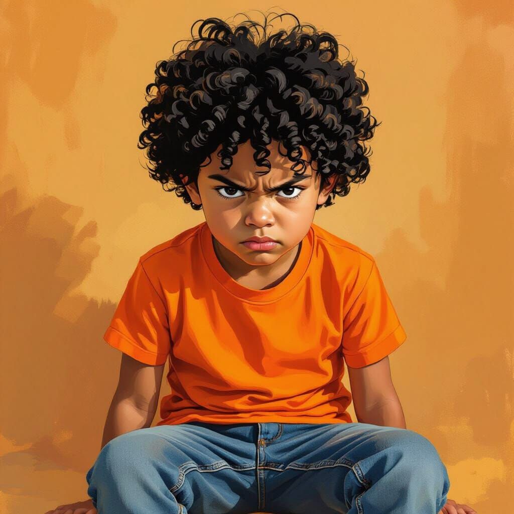 Portrait of an Angry Boy in Digital Art Style