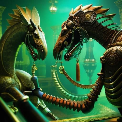 Steampunk Turkish Contraption in Oil Painting Style