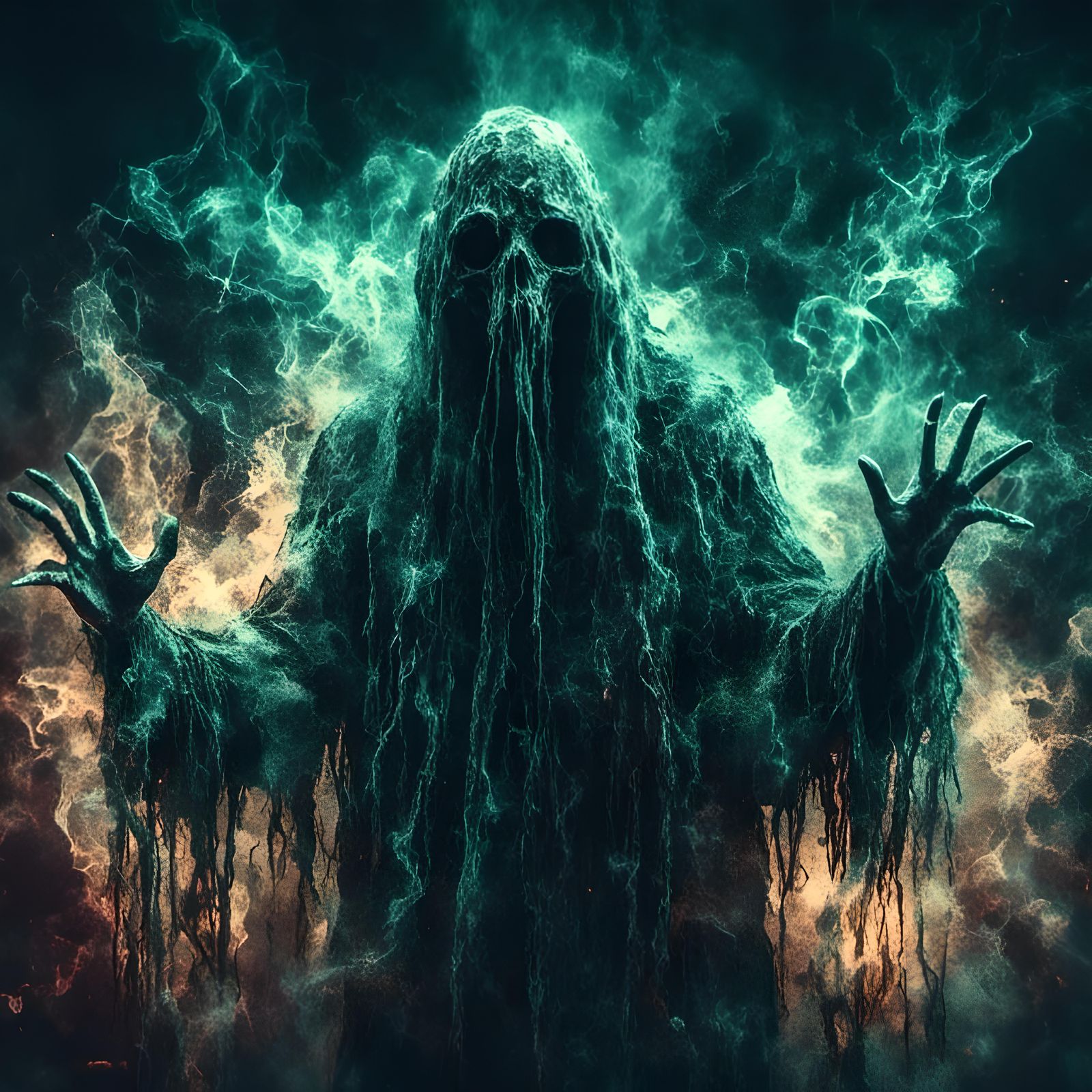 Ethereal Ghost in Translucent Glass with Bioluminescence