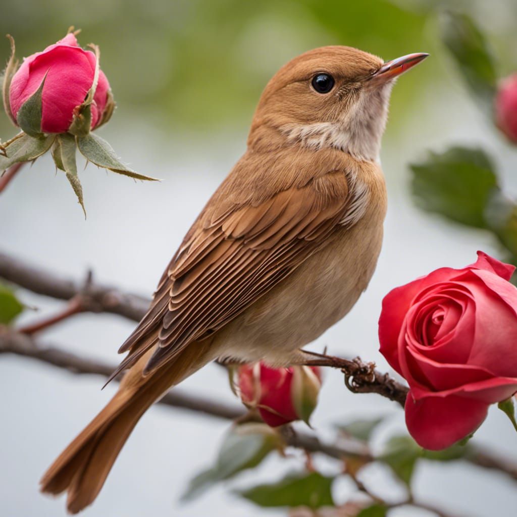 Nightingale's Song to Rose: Hyperdetailed Concept Art