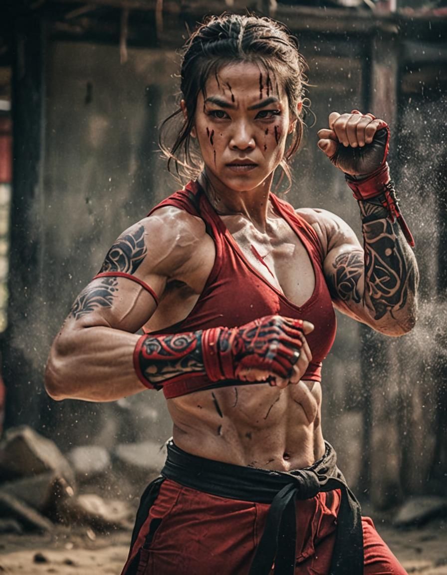Gorgeous Martial Art Woman Fighter in Cinematic Style
