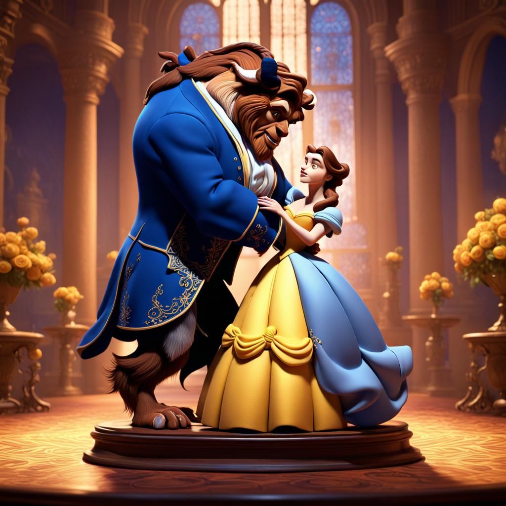 Beauty and the Beast: Pixar-Style 3D Digital Art