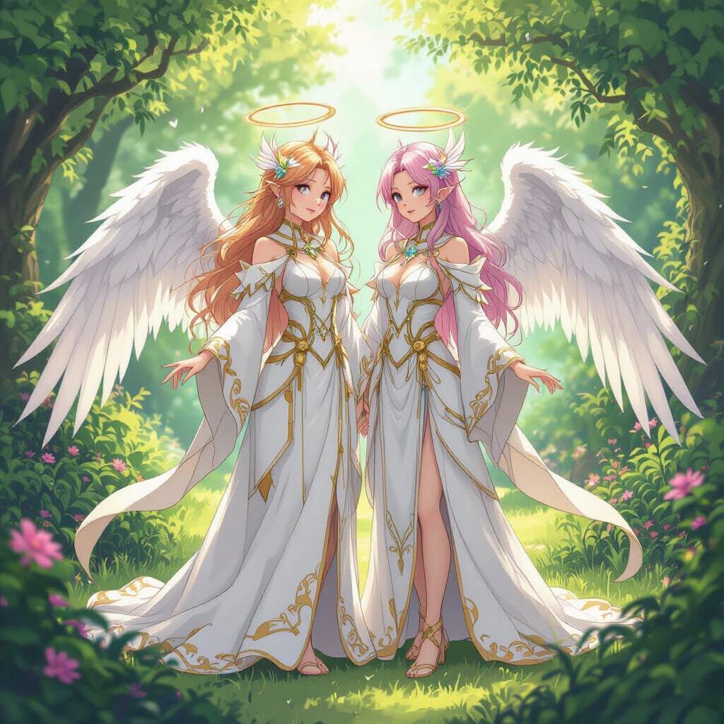 Angelic Digimon in a Vibrant Paradise