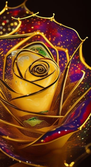 Crystal Rose Tarot Card in Chihuly Style