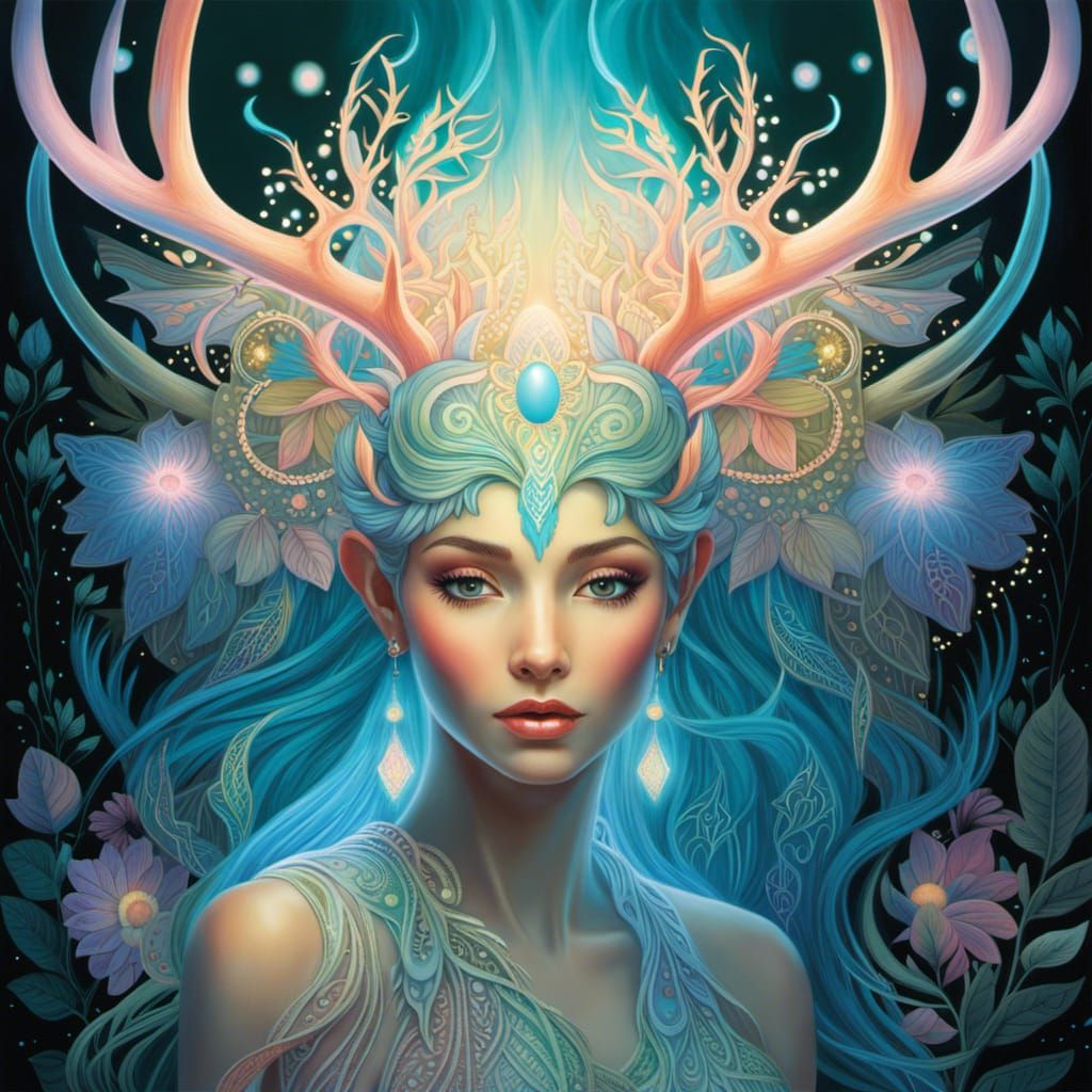 Ethereal Forest Sprite with Bioluminescent Glow