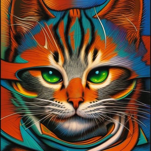 Abstract Cat in Comic Book Style