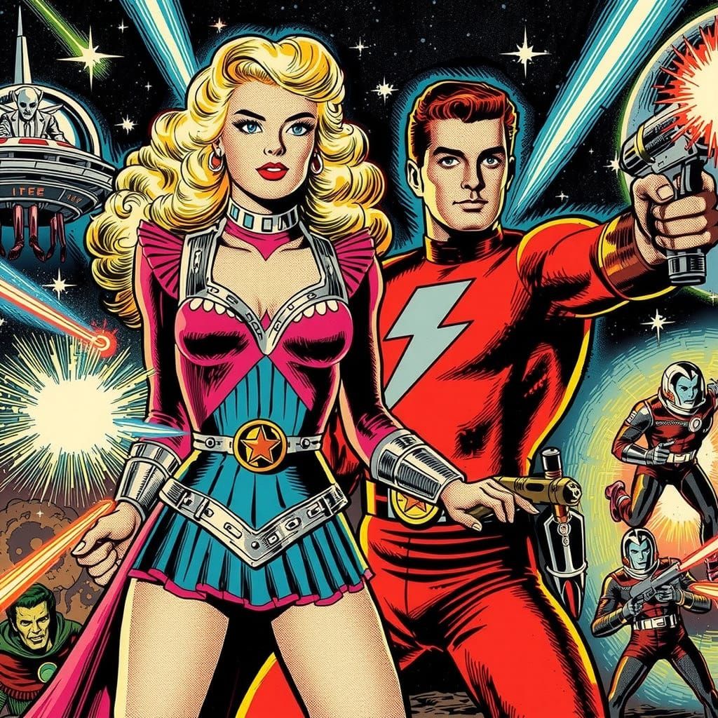 Golden Age Superhero Cover Art in Pulp Style