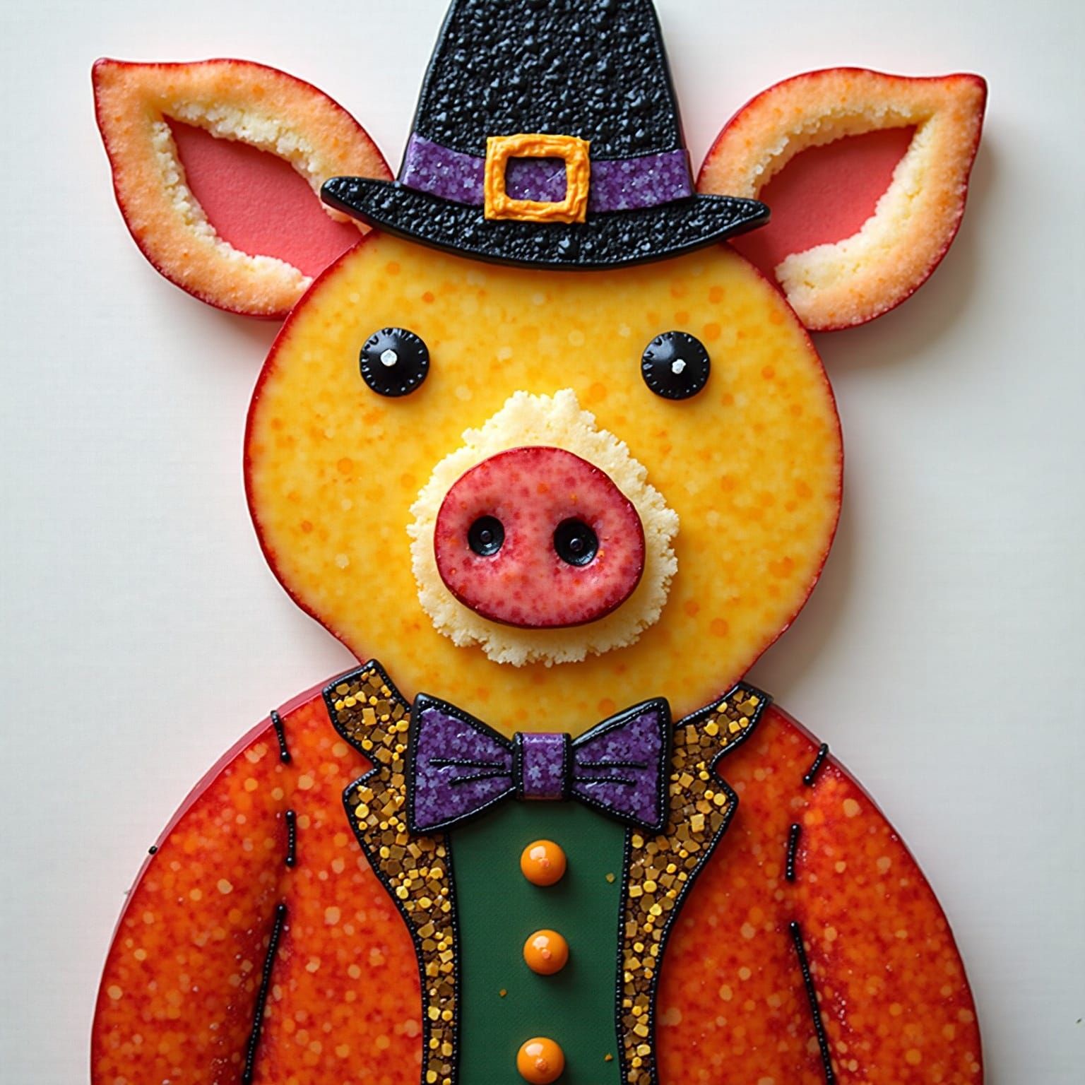 Mosaic Apple Pig Person Portrait in Halloween Style