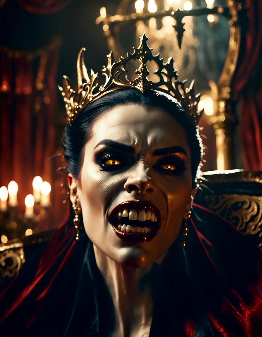 Snarling Vampire Queen in Dark Fantasy Portrait