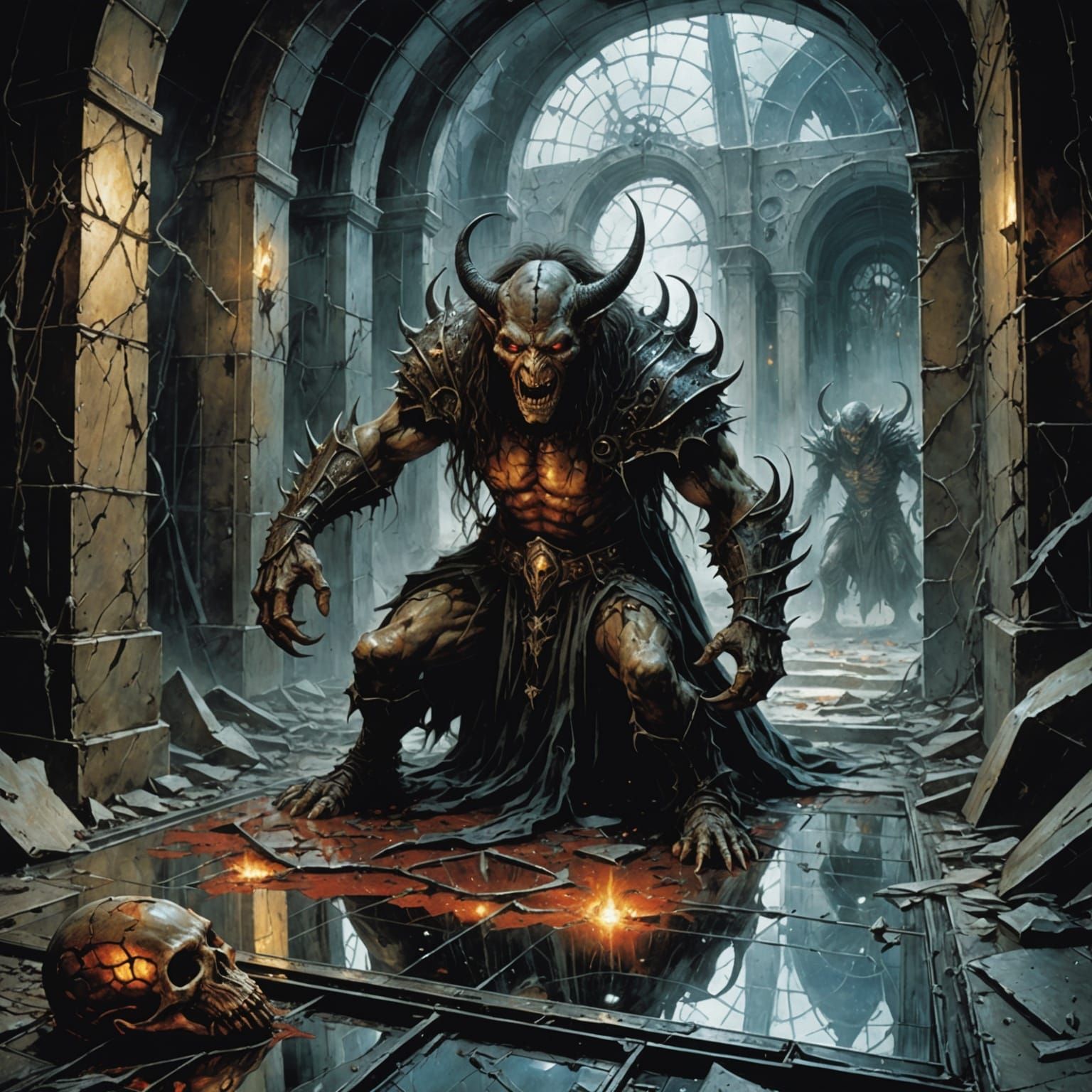 Demons Emerge into Magic Lab, Comic Book Style