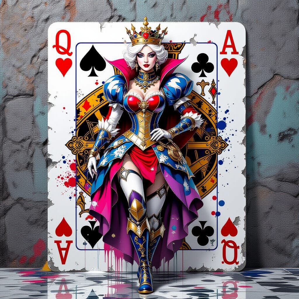 Queen of Hearts Adventurer in Card Suit Royal Court