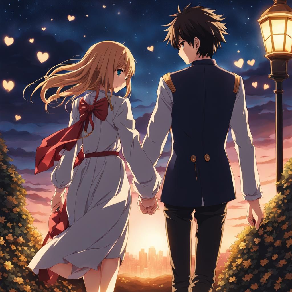 Anime Couple Holding Hands