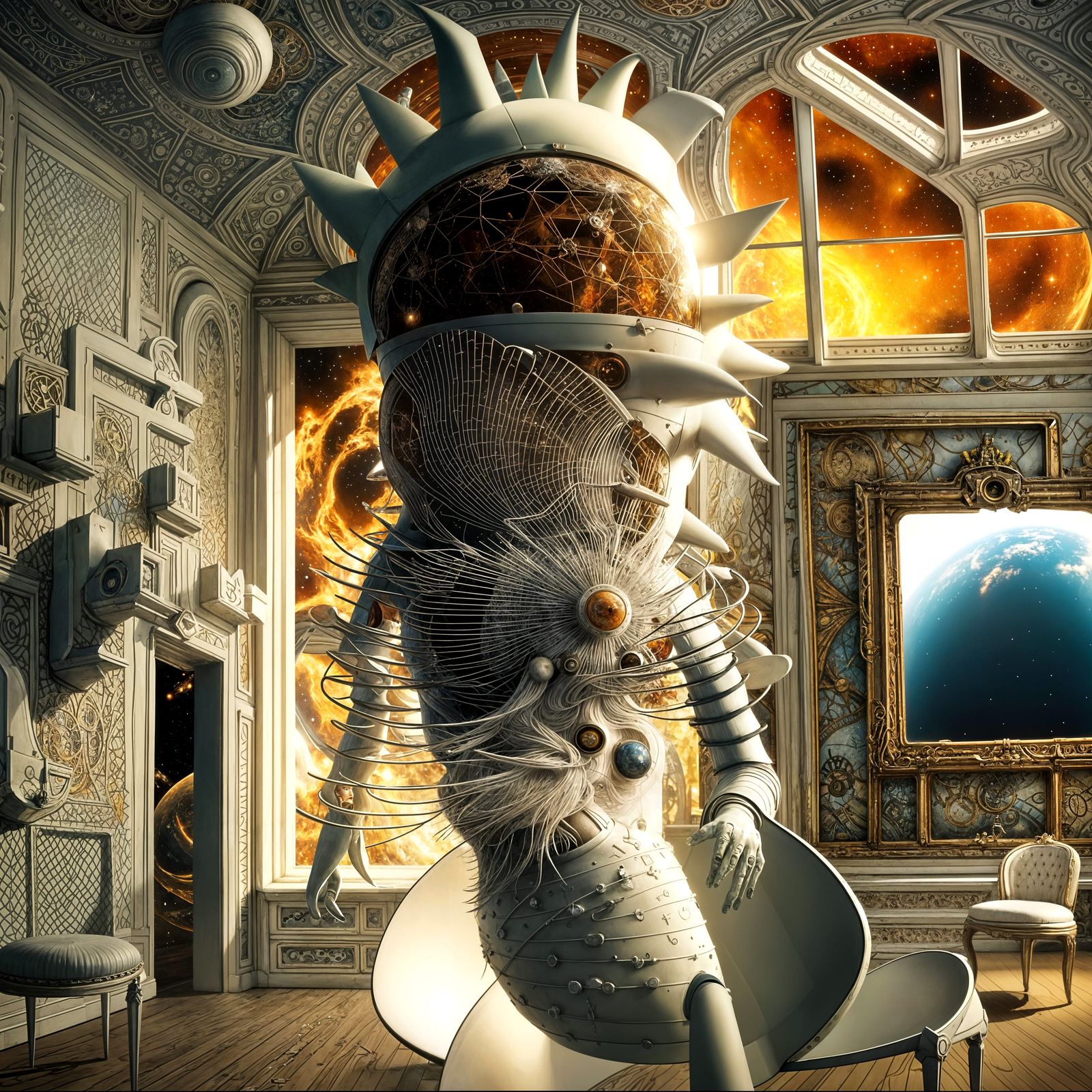 Surreal Spaceships Orbiting in a Magical Dreamscape