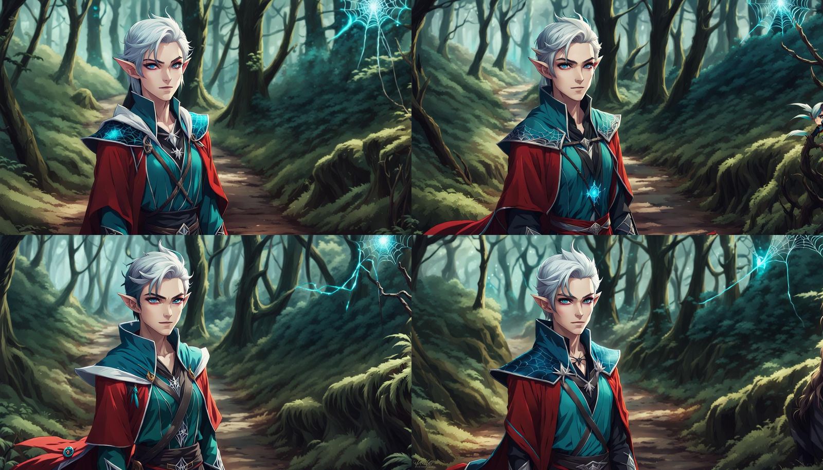 Androgynous Half-Elf Wizard on Forest Road