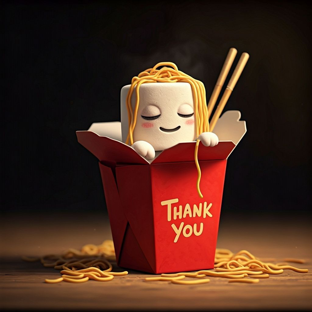 Marshmallow Man in Takeout Box, Claymation Style