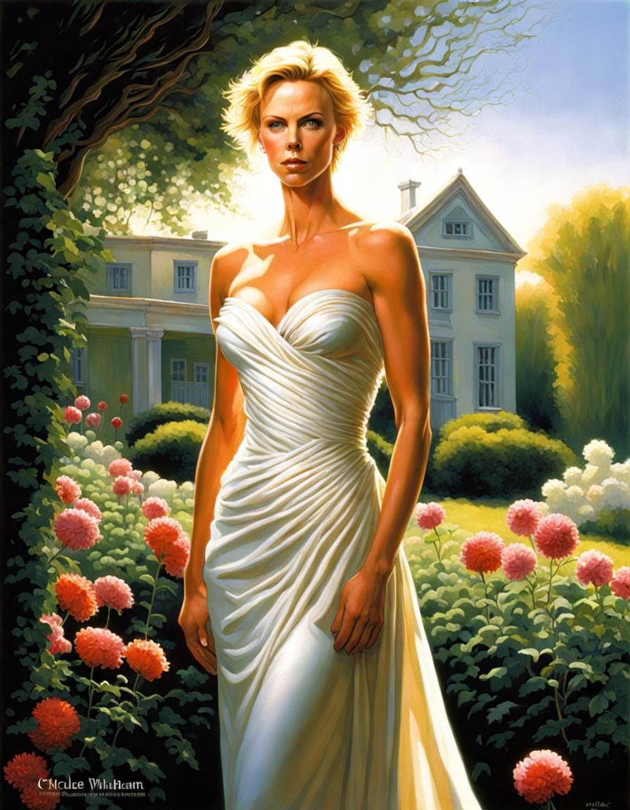 Woman in Garden, a Michael Whelan-esque Portrait