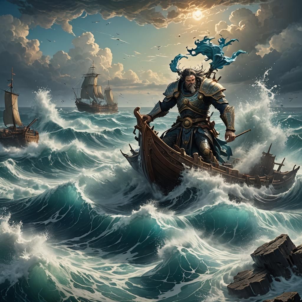 Stormy Sea Painting in Deep Color