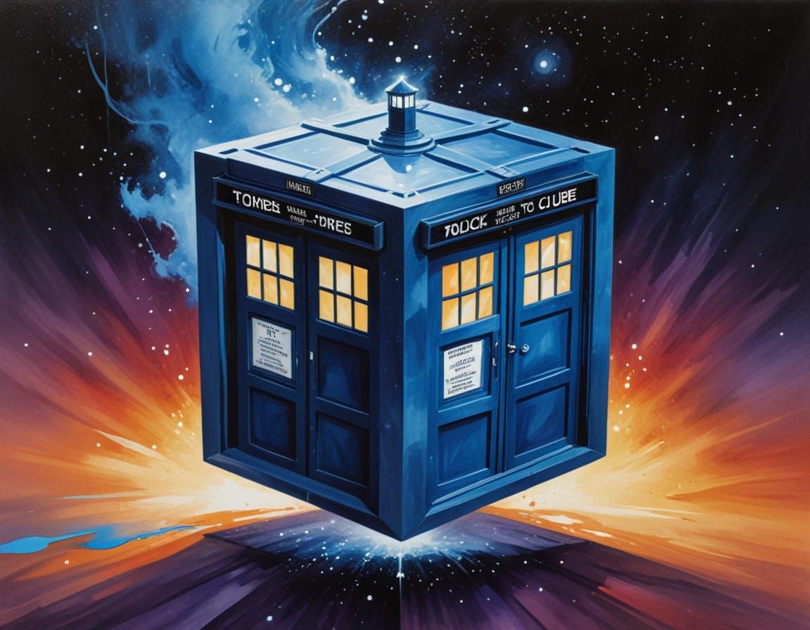 A Cuboid Tardis in Vibrant Gouache