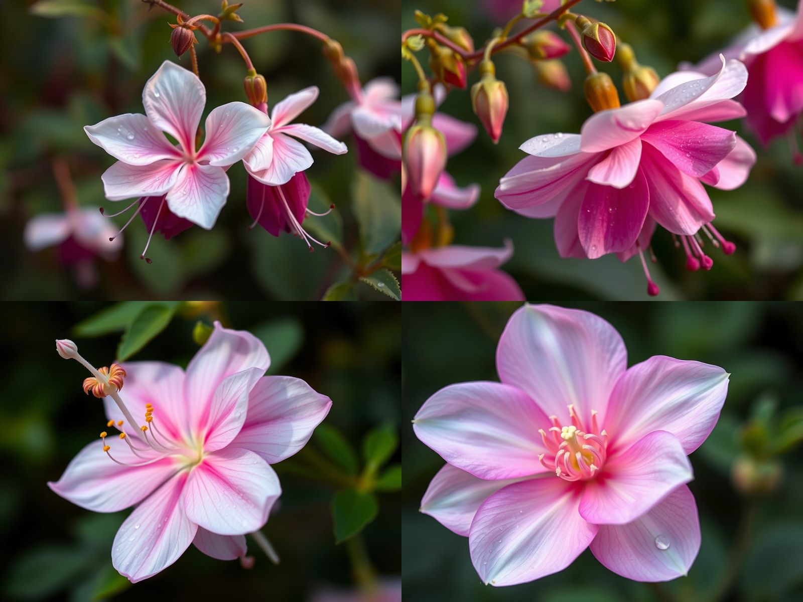 Soft Fuchsia Lady Flower with Dewy Petals
