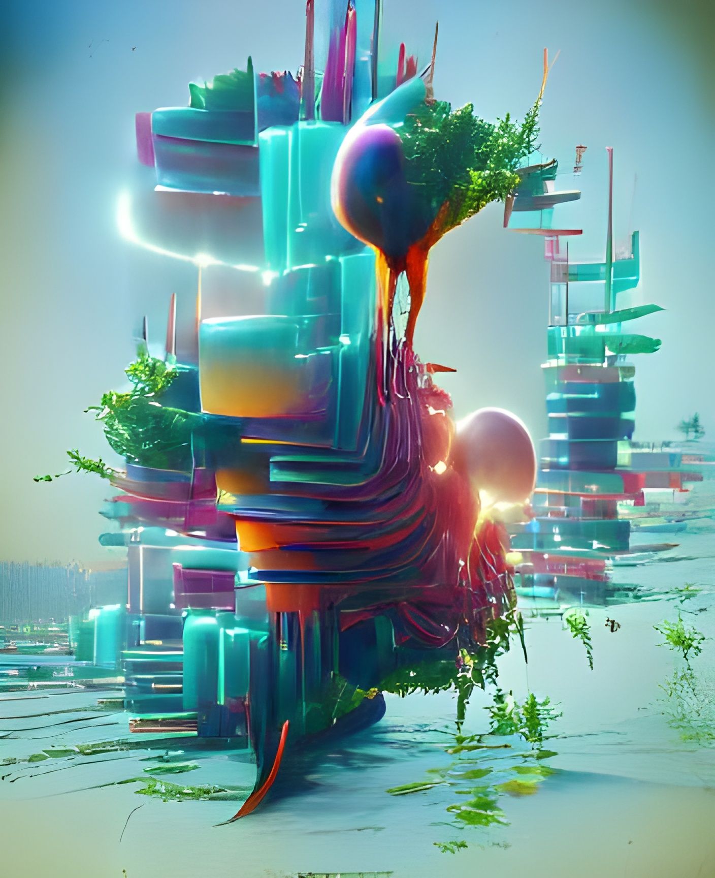 Organic Growth: Abstract 3D Art in Beeple Style
