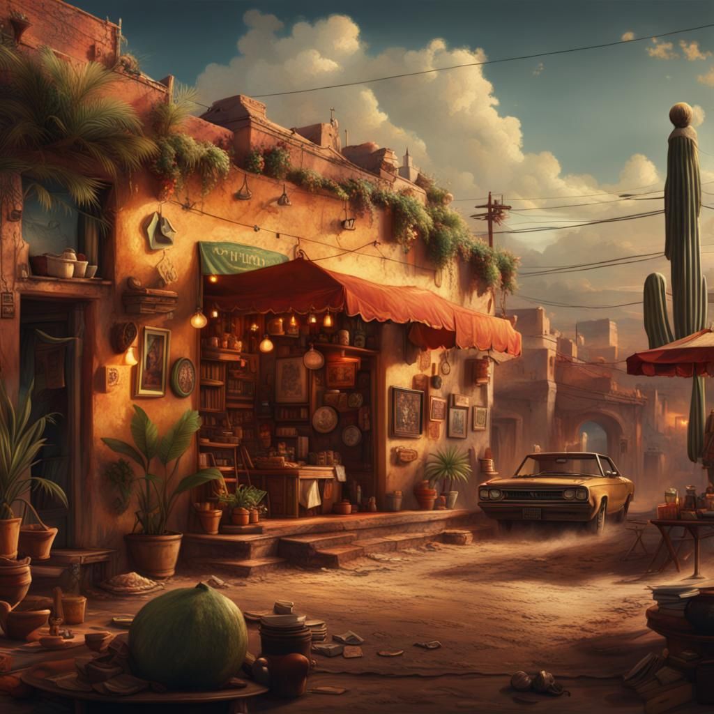 Cinematic Digital Painting of a Detailed Taco