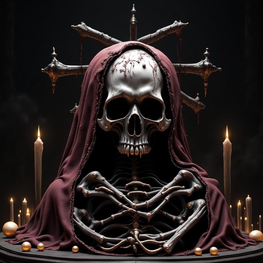 Gothic Skull Amidst Ancient Ruins