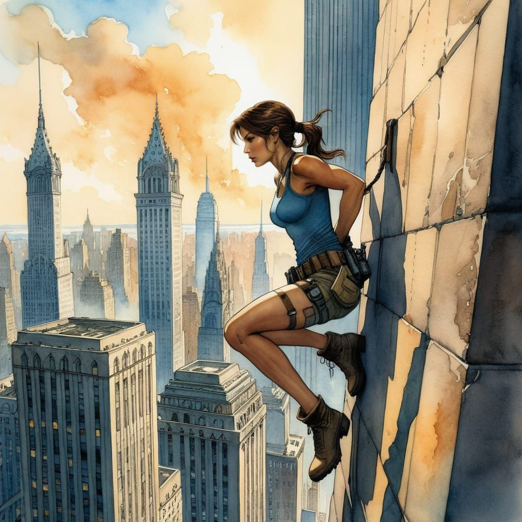 Lara Croft in Whimsical New York City