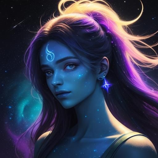 Celestial Portrait with Shimmering Comet Tail