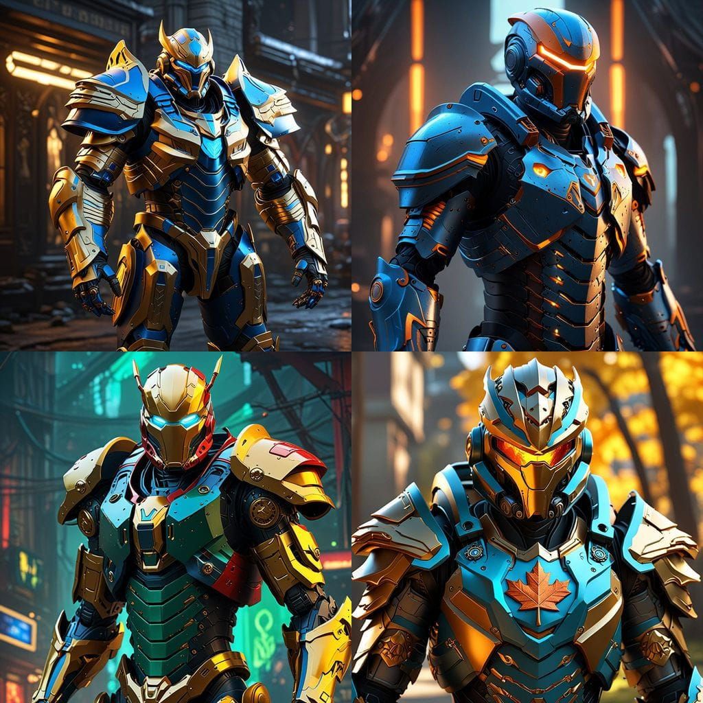 Canadian Exoskeleton Armor Blueprint: Detailed Matte Paintin...