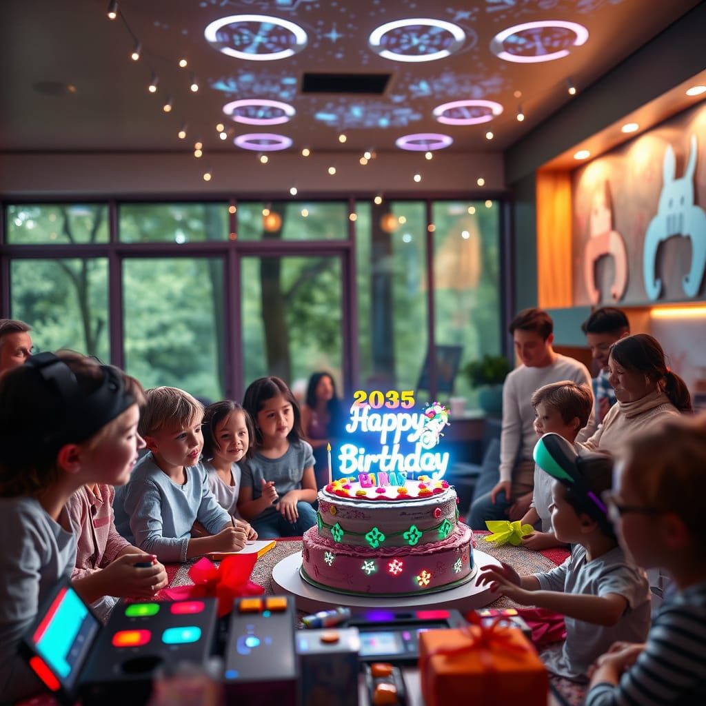 Futuristic 2085 Birthday Party with Holograms and VR Games