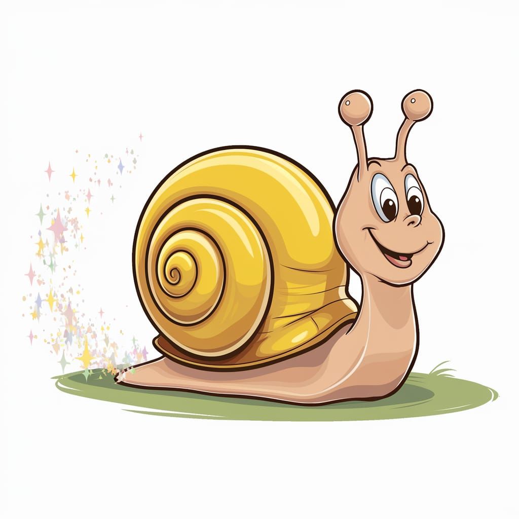 Charming Cartoon Snail with Shiny Yellow Shell