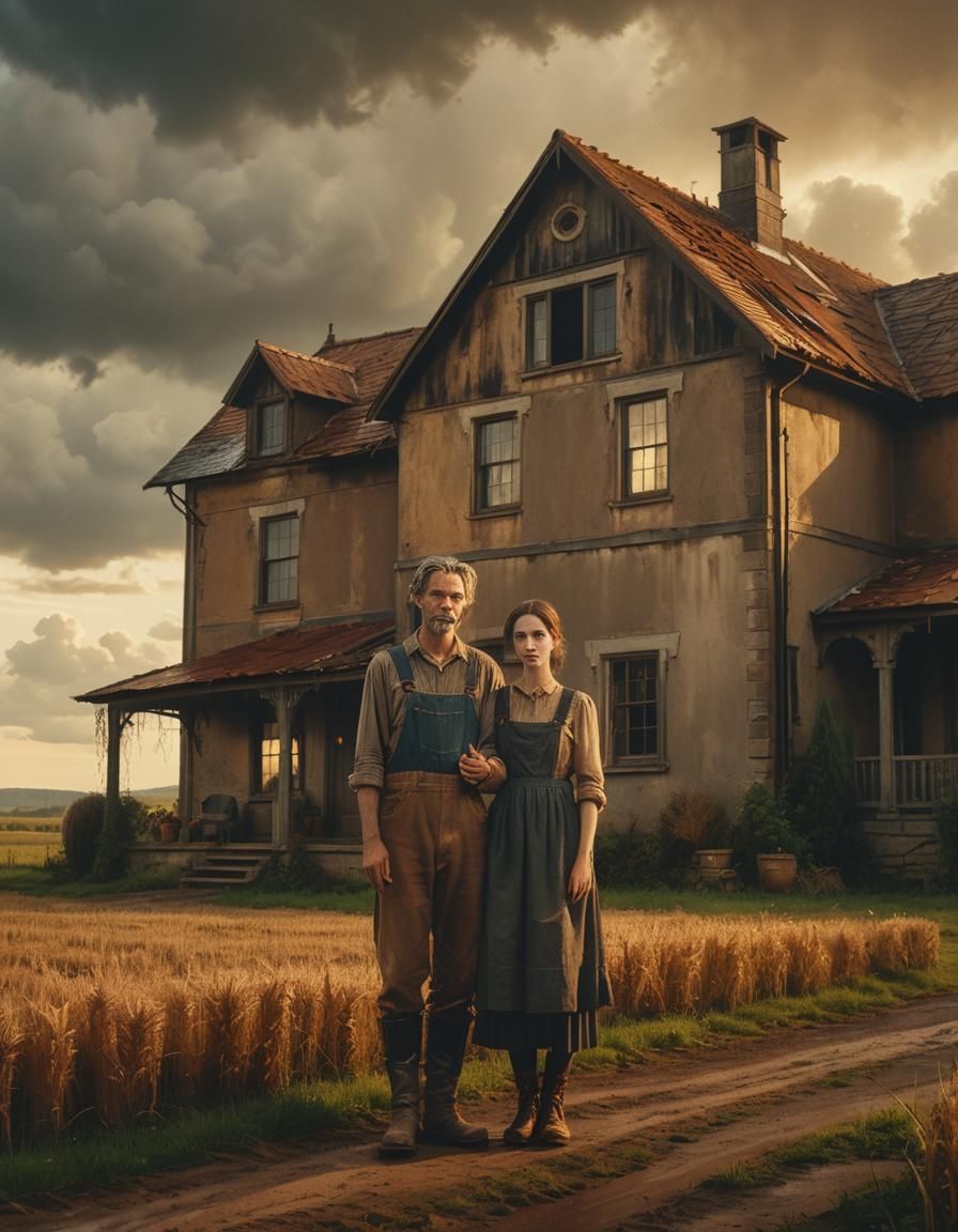 American Gothic Inspired Farmhouse Portrait