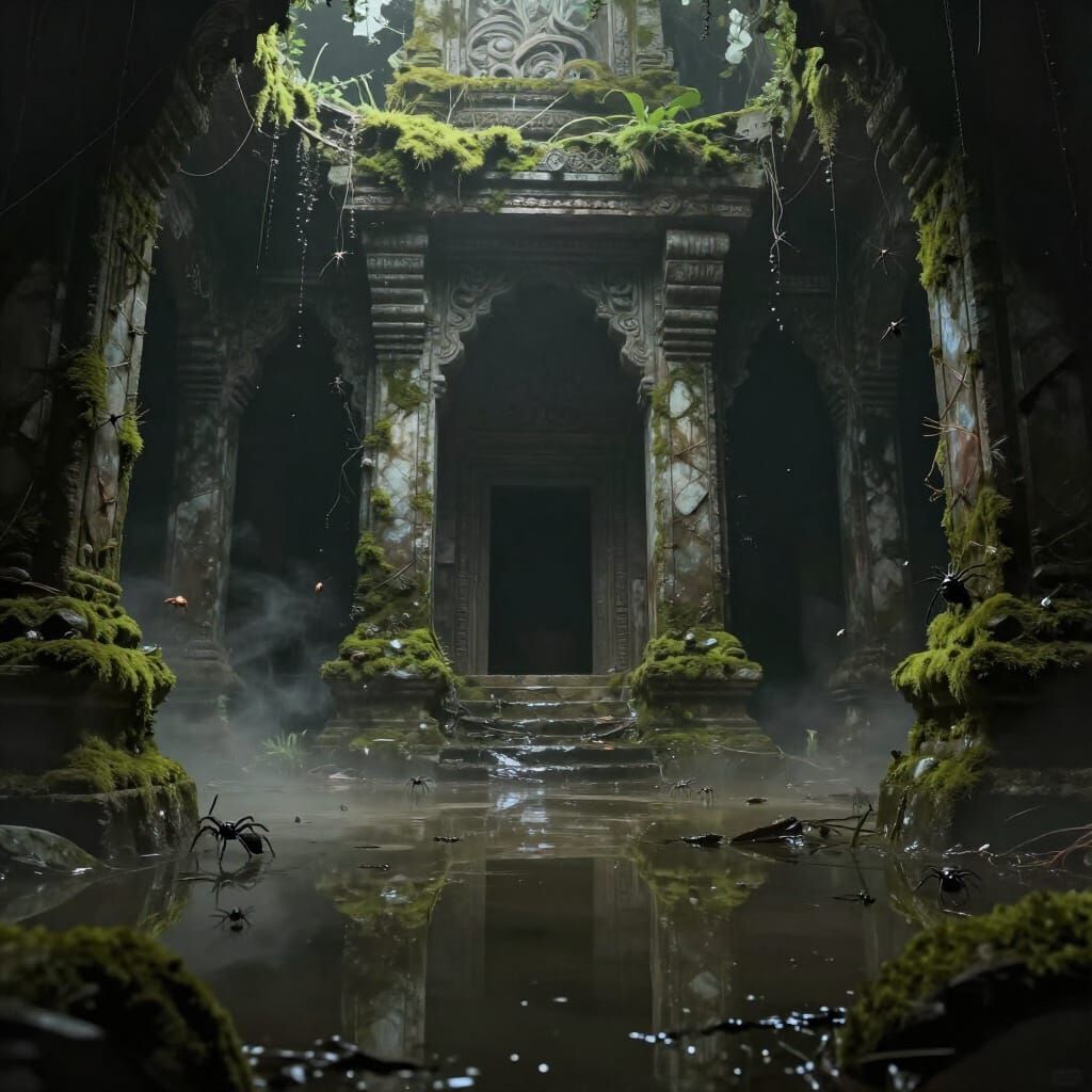 Forgotten Temple in Dark Fantasy Concept Art Style