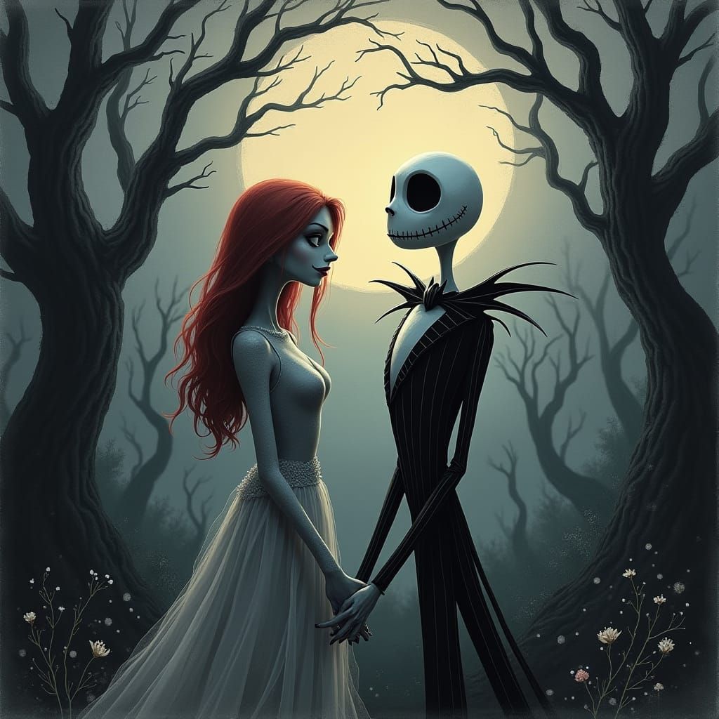 Jack and Sally: Gothic Nightmare Before Christmas Portrait