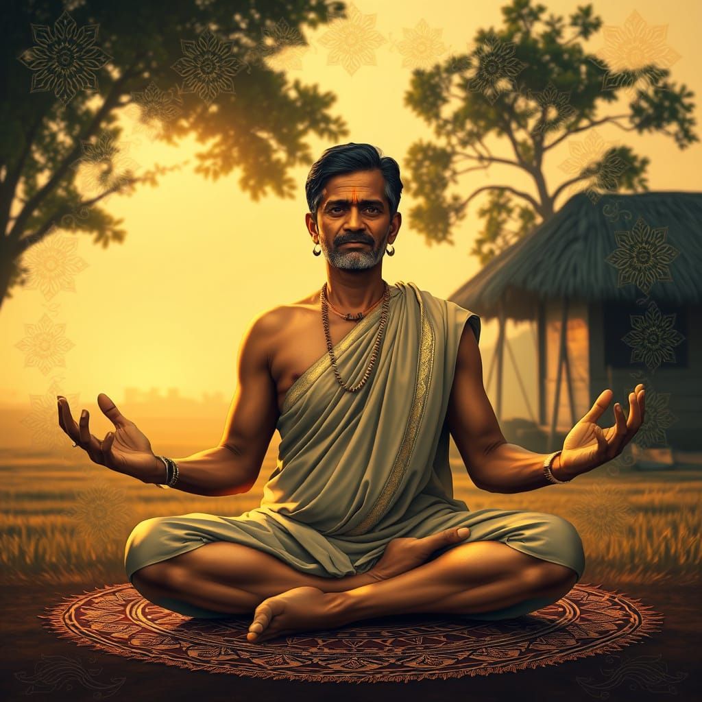 Serene South Indian Man in Lotus Pose