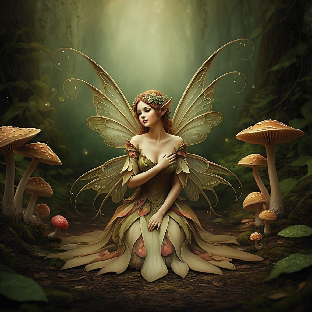 Mystical Fairy in Lush Forest Glade