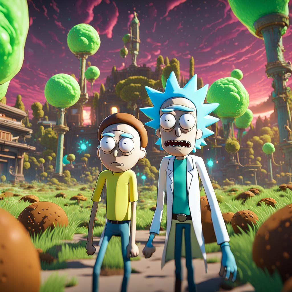Rick and Morty in 3D Game Cinematic Style