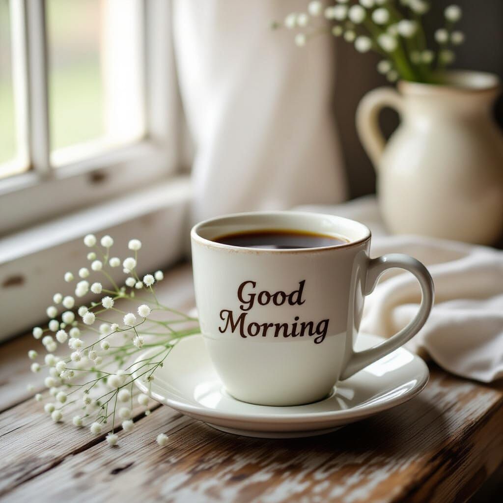 Morning Coffee in Airy Cottagecore Setting