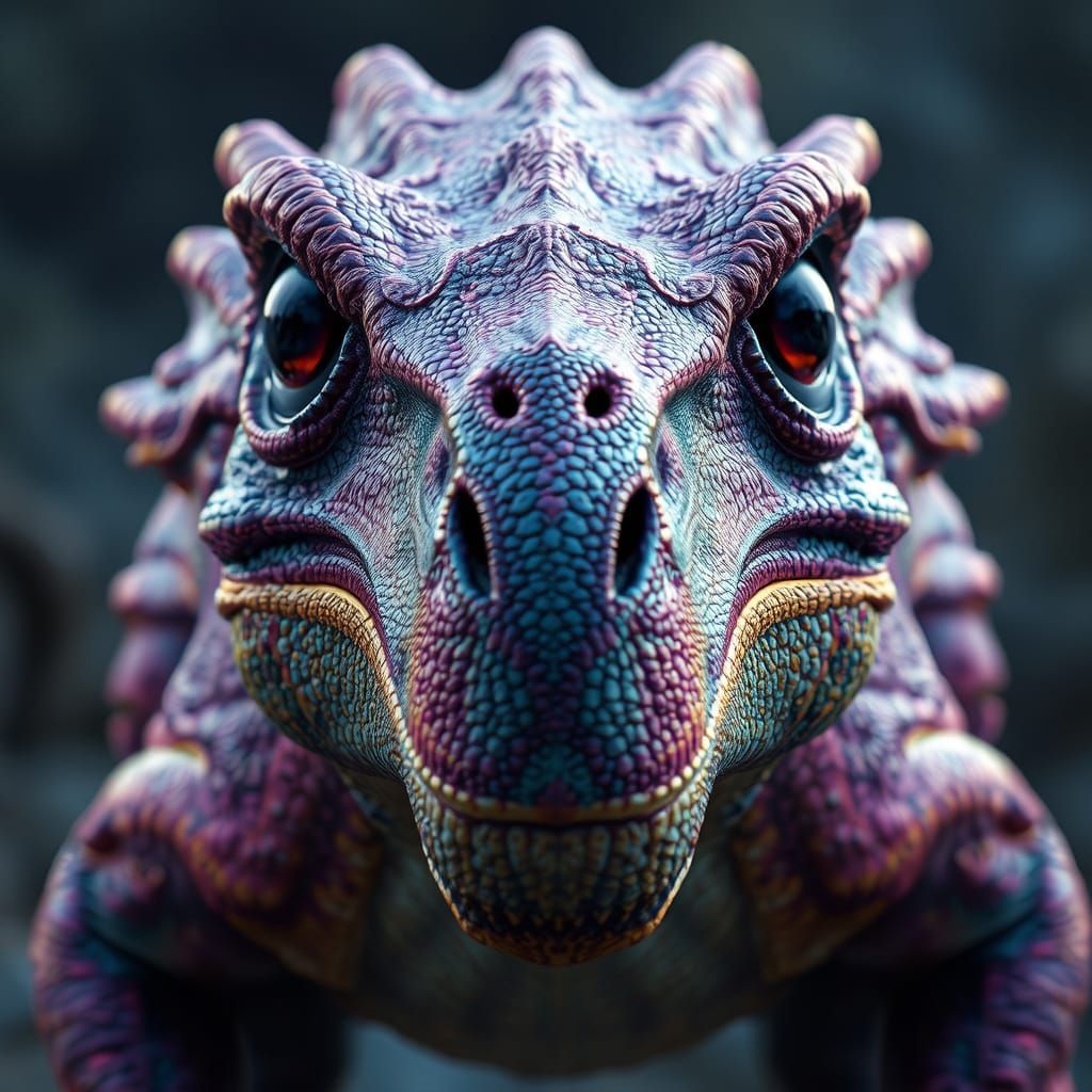 Ancient Fantastical Creature Face in Hyper-Realistic Texture...