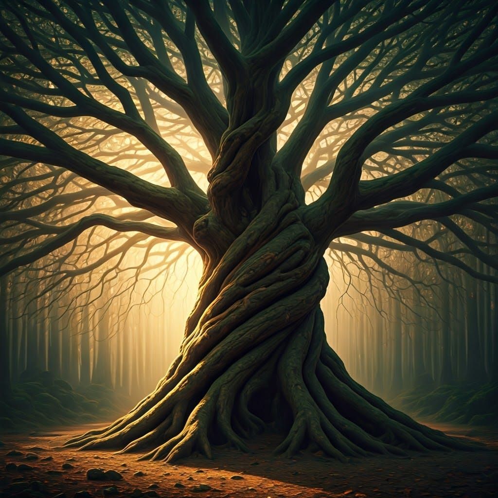 Ancient Tree Sanctuary in Earthy Tones