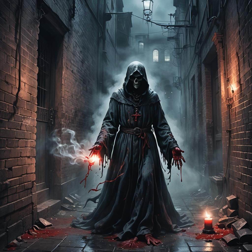 Ghostly Murder in a Dark Fantasy Illustration